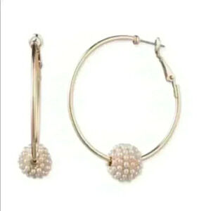 Anne Klein New Hoop Caviar Pearl Earrings in Gold